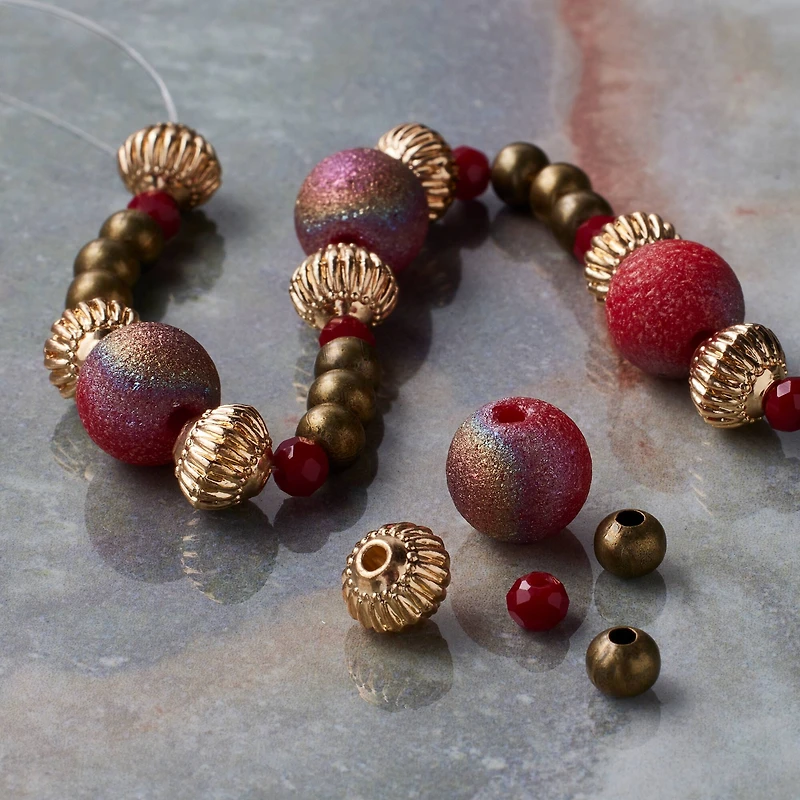 Red & Gold Glass & Metal Bead Mix by Bead Landing™