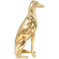 32" Gold Dog Sitting Greyhound Sculpture