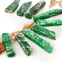 12 Pack:  Green Dyed Imperial Jasper Stick Beads by Bead Landing™
