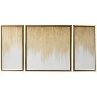 Gold Canvas Ombre Geode Framed Wall Art with Gold Frame Set of 3 32", 16", 16"