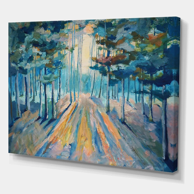 Designart - Handpainted Sunlight In Winter Forest