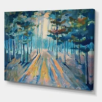 Designart - Handpainted Sunlight In Winter Forest
