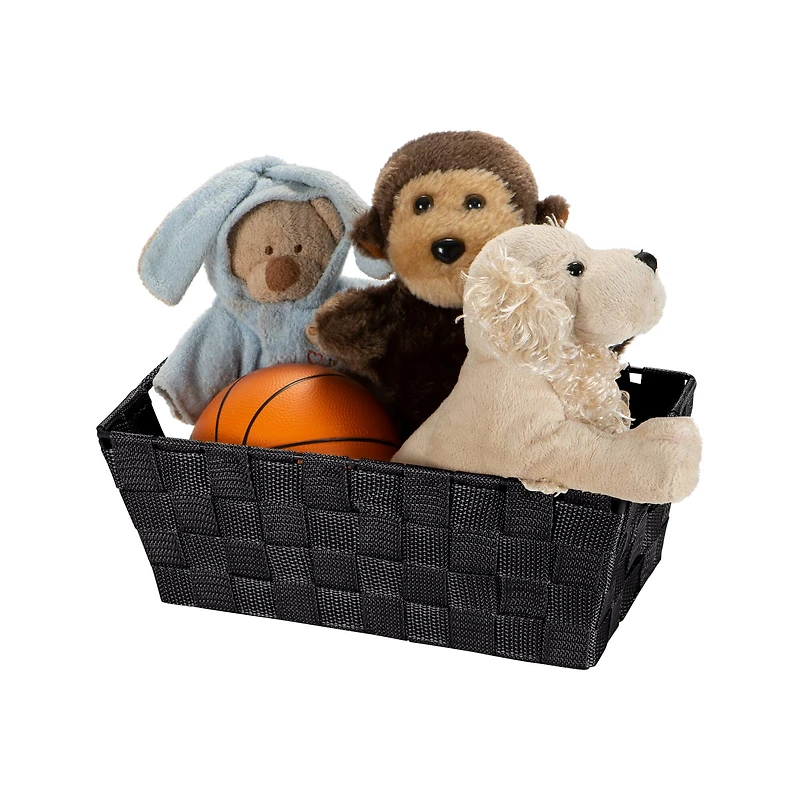 Simplify Small Black Woven Storage Shelf Bin