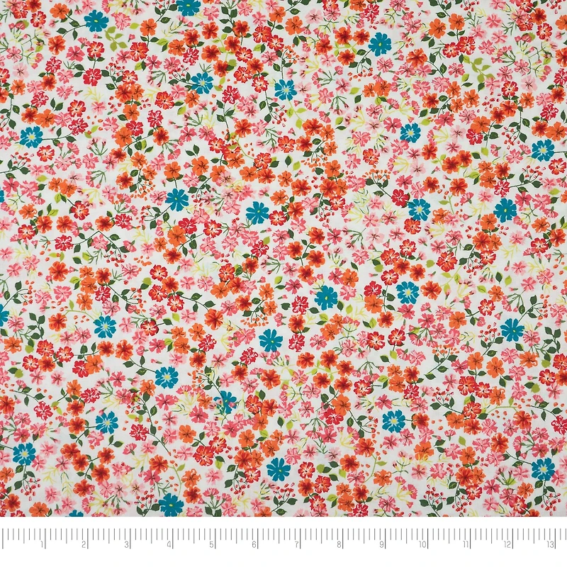 SINGER Orange Small Floral on Cotton Fabric
