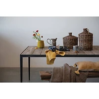 Hello Honey® 5.5" Mustard Hand-Woven Jute & Glass Votive Candle Holder