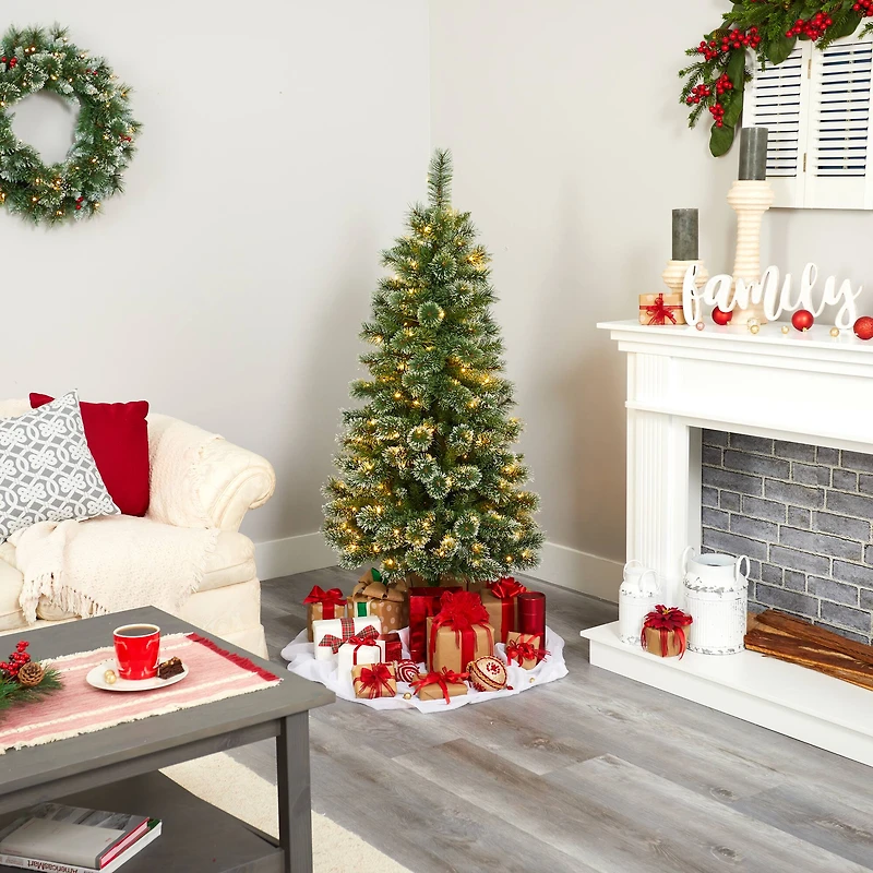 5ft. Pre-Lit Wisconsin Slim Snow Tip Pine Artificial Christmas Tree with Clear LED Lights