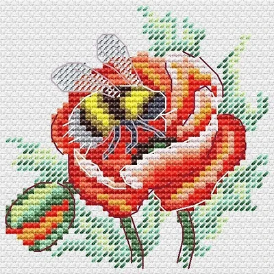 MP Studia Poppy And Bumblebee Counted Cross Stitch Kit