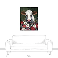 Patriotic Florals Cow II Canvas Wall Art