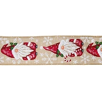 2.5" x 20ft. Santa Gnomes Wired Faux Linen Ribbon by Celebrate It®