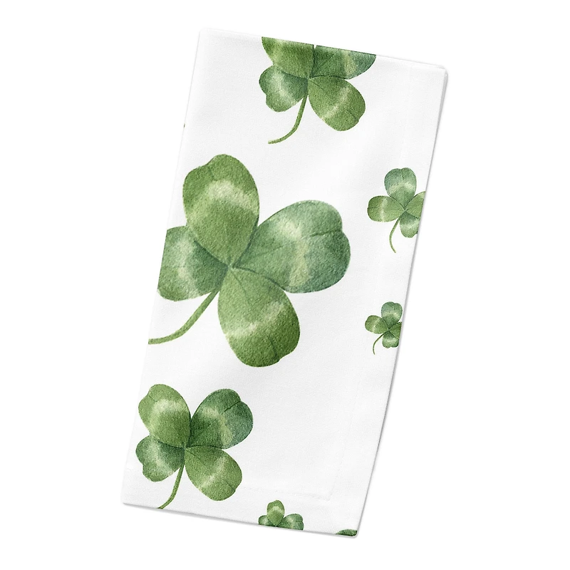 Painterly Shamrock Pattern 10" x 10" Cotton Twill Napkin