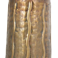 14" Brass Metal Snakeskin Inspired Vase with Dimensional Wavy Accents