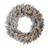 Glitzhome® 24" LED Snow Flocked Christmas Wreath