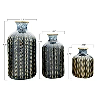 Hello Honey® Embossed Stoneware Vase with Reactive Glaze Finish Set