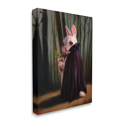 Stupell Industries Vampire Rabbit Drinking Bloody Mary Dark Forest Canvas Wall Art