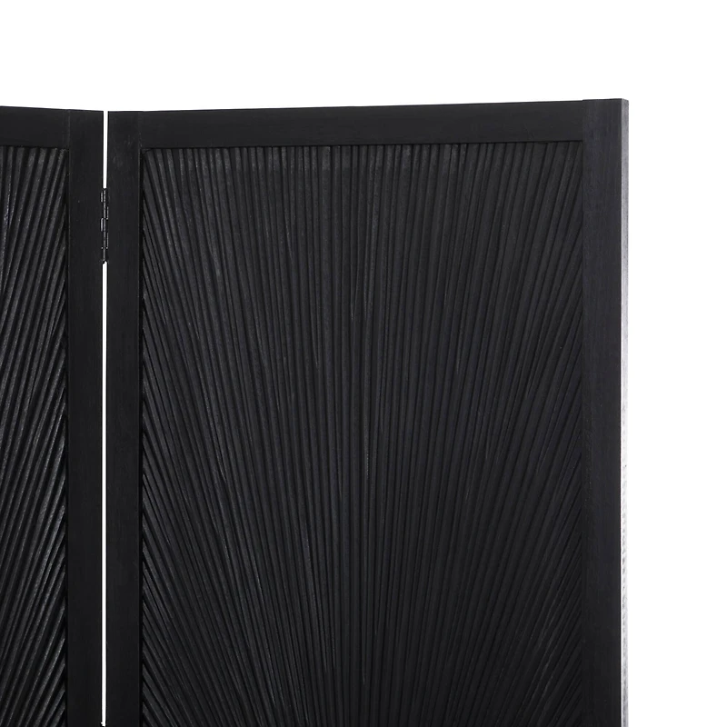 Black Mango Wood Contemporary Room Divider Screen, 70" x 59"
