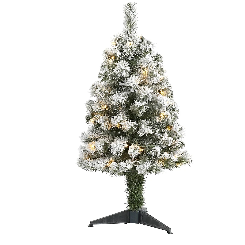 3ft. Pre-Lit Flocked West Virginia Fir Artificial Christmas Tree, Clear LED Lights