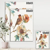 Designart - Farmhouse Bird on Flower Branch
