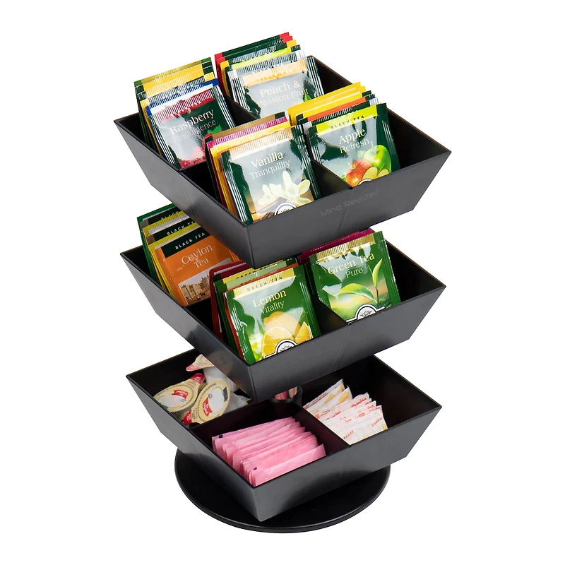 Mind Reader Anchor Collection 3-Tier 12-Compartment Tea and Condiment Carousel