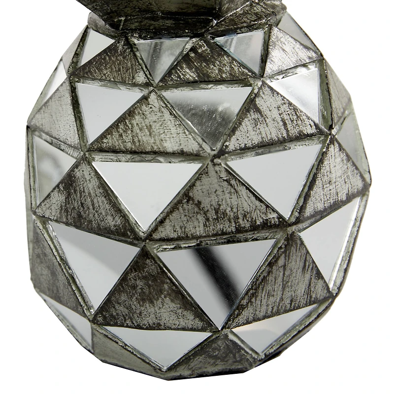 Set of 3 Silver Polystone Contemporary Fruit Sculpture, 4.5", 6.25", 10.5"