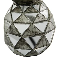 Set of 3 Silver Polystone Contemporary Fruit Sculpture, 4.5", 6.25", 10.5"