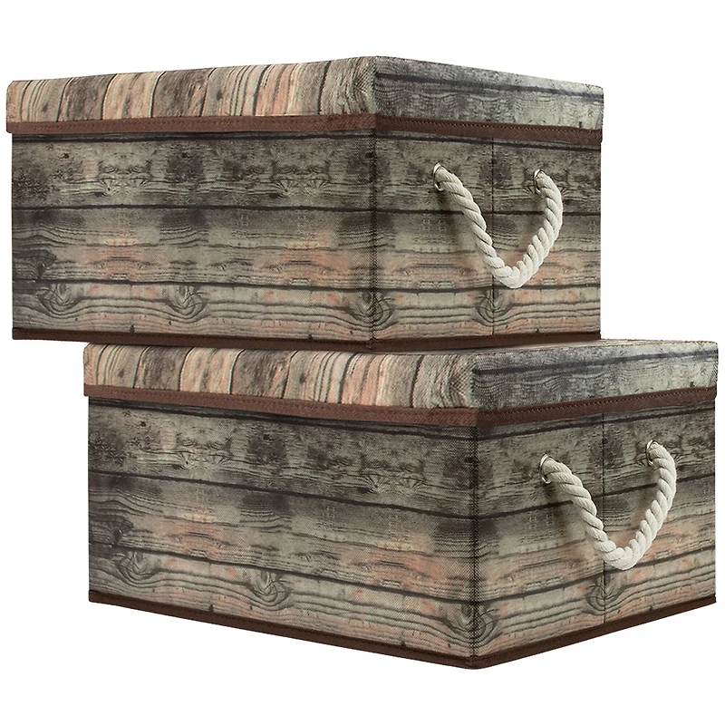Sorbus 16.5" Rustic Wood Pattern Storage Box