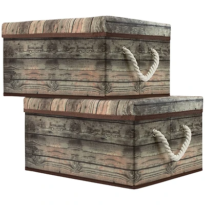 Sorbus 16.5" Rustic Wood Pattern Storage Box