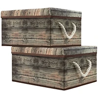 Sorbus 16.5" Rustic Wood Pattern Storage Box
