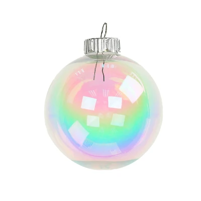 8 Pack 2.75" Clear Iridescent DIY Plastic Ball Ornaments by Make Market®