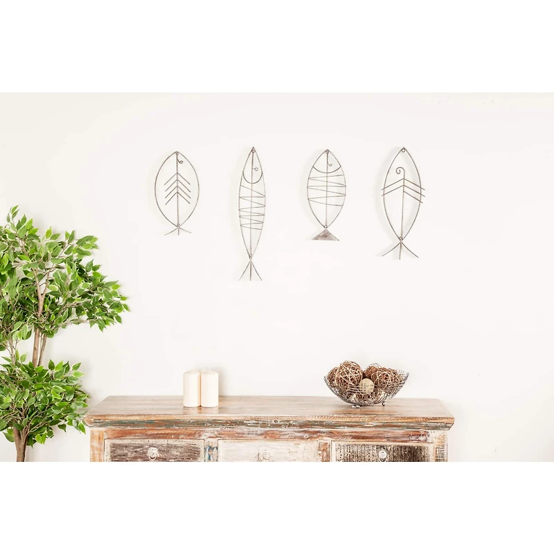 Set of 6 Black Metal Industrial Abstract Wall Decor, 16", 20", 24"