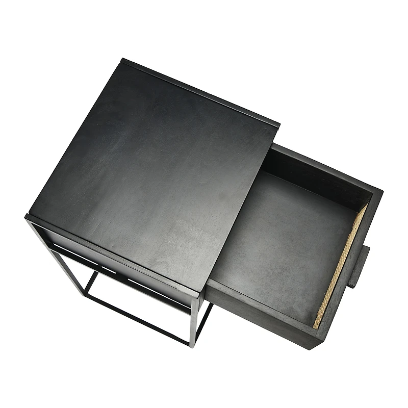 Hello Honey® 22" Black Cane & Mango Wood End Table