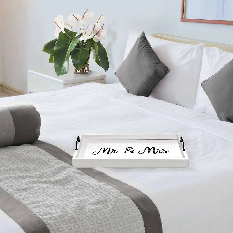 Elegant Designs™ 15.5" Mr. & Mrs. Serving Tray with Handles