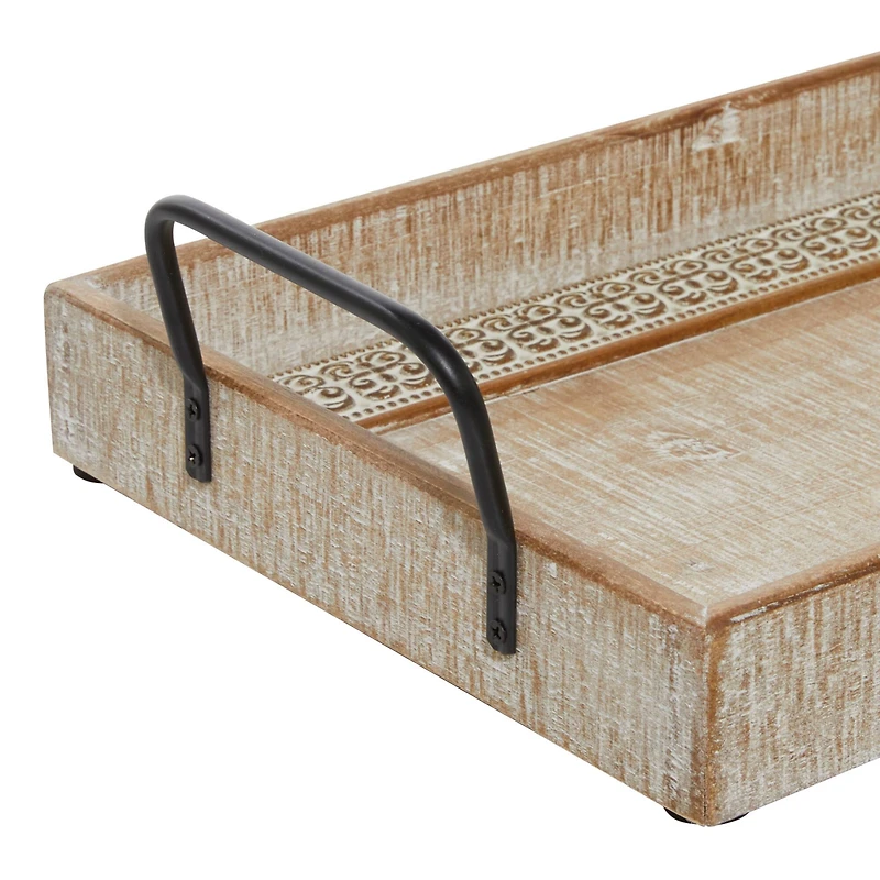 Wood Boho Style Tray Set