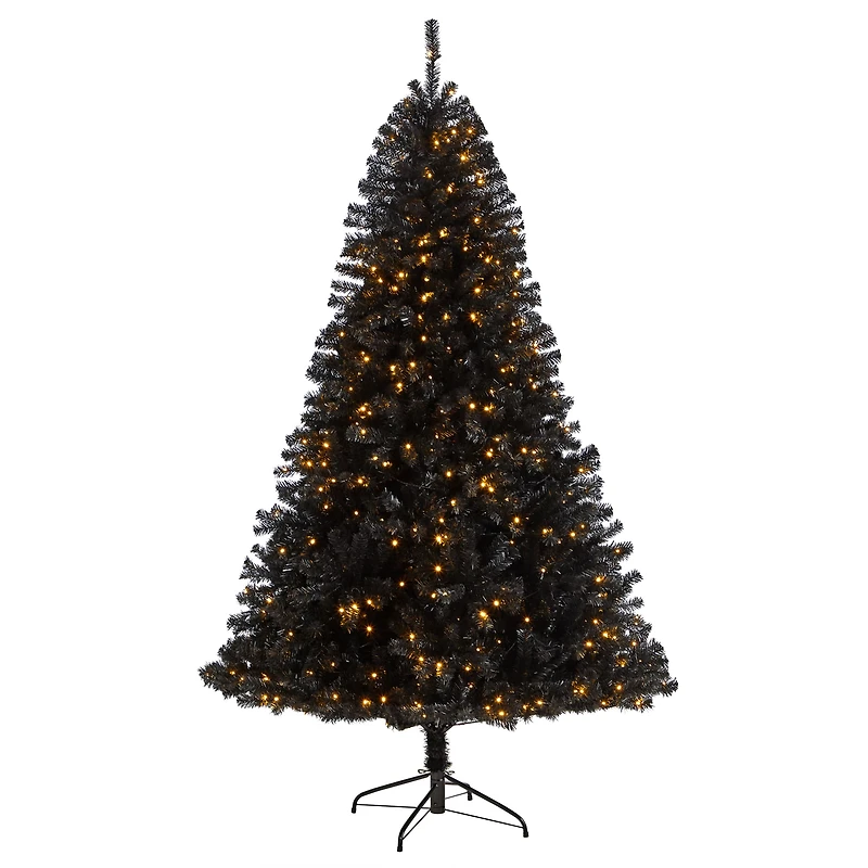 7ft. Pre-Lit Black Artificial Christmas Tree, Clear LED Lights