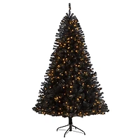 7ft. Pre-Lit Black Artificial Christmas Tree, Clear LED Lights