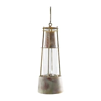 Brown Metal Rustic Lantern, 23" x 9" x 9"