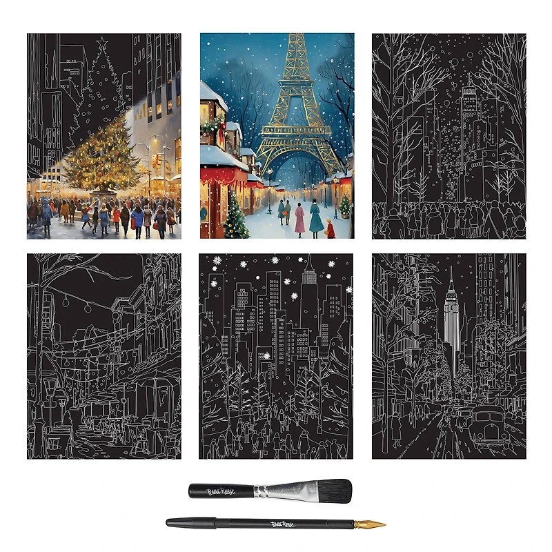 Brea Reese™ 9" x 12" Christmas in the City Scratch Art Paper Pad