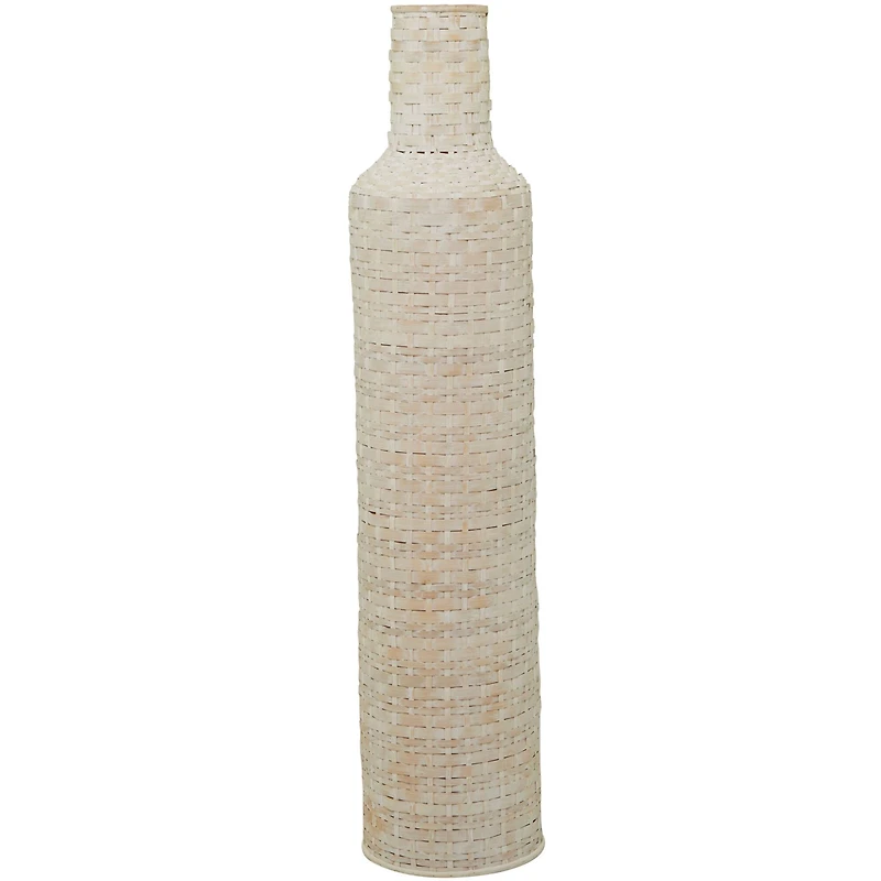 White Bamboo Tall Woven Floor Vase 9" x 9" x 39"