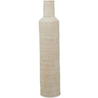 White Bamboo Tall Woven Floor Vase 9" x 9" x 39"
