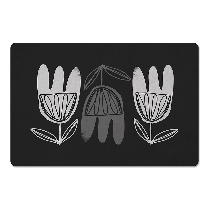 Mid Mod Gray Florals 27" x 18" Floor Mat