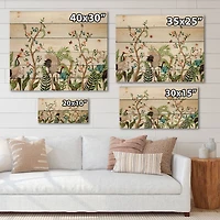 Designart - Border With Cranes & Peonies In Chinoiserie Style