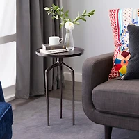 25" Black Aluminum Contemporary Accent Table