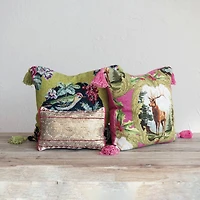 Hello Honey® 20" Bird & Floral Accent Pillow wiith Tassels