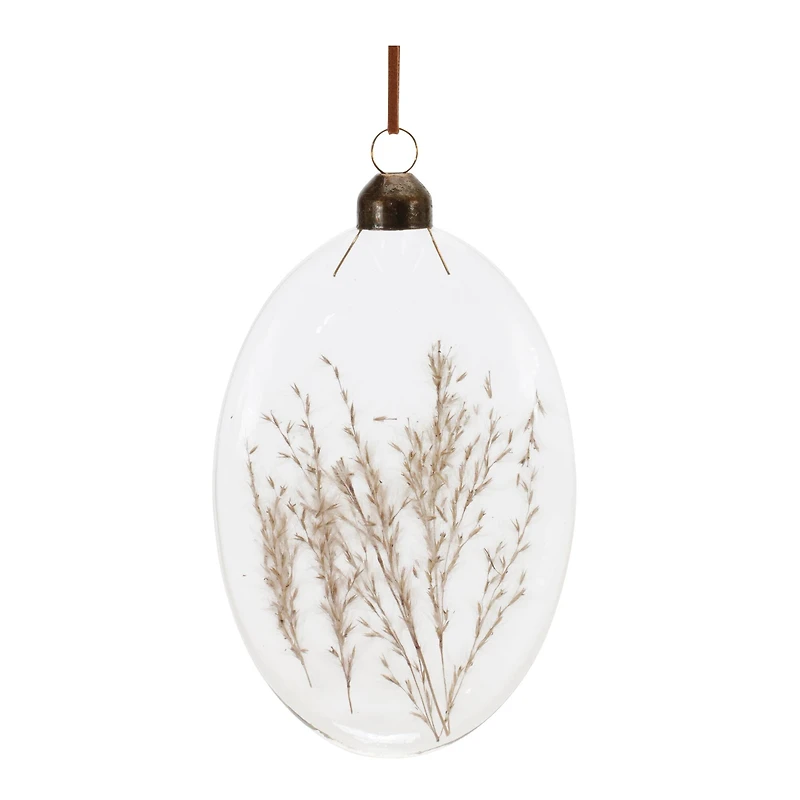 12 Pack 5.5" Warm Tone Dried Floral Glass Ornaments