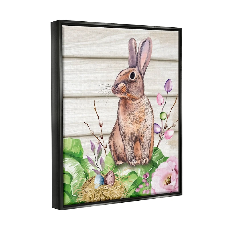 Stupell Industries Spring Flower Garden Country Rabbit Floater Framed Art