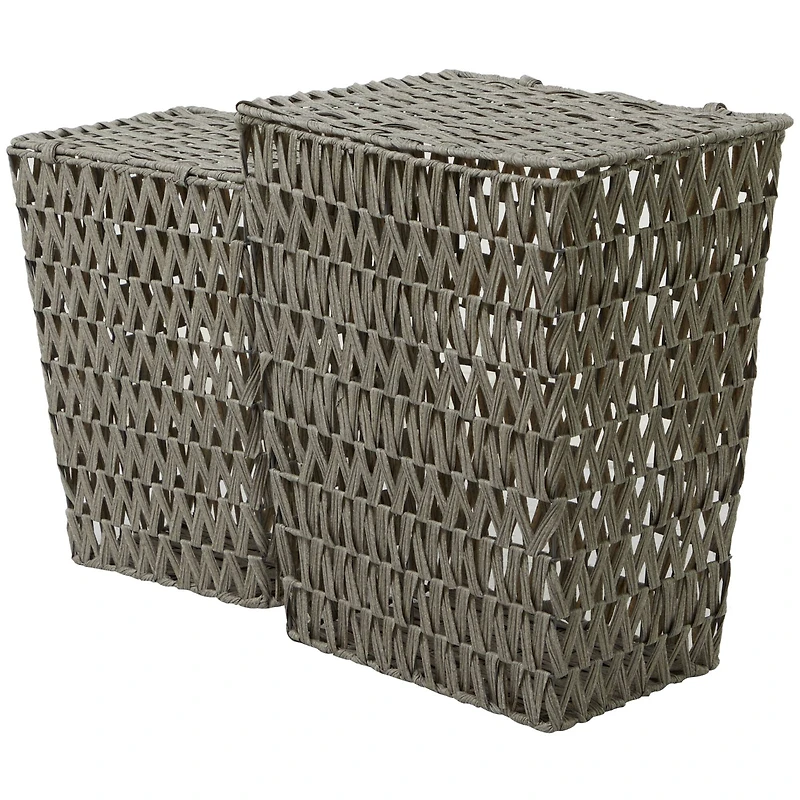 Gray Metal Storage Basket with Matching Lids Set of 2 22", 19"