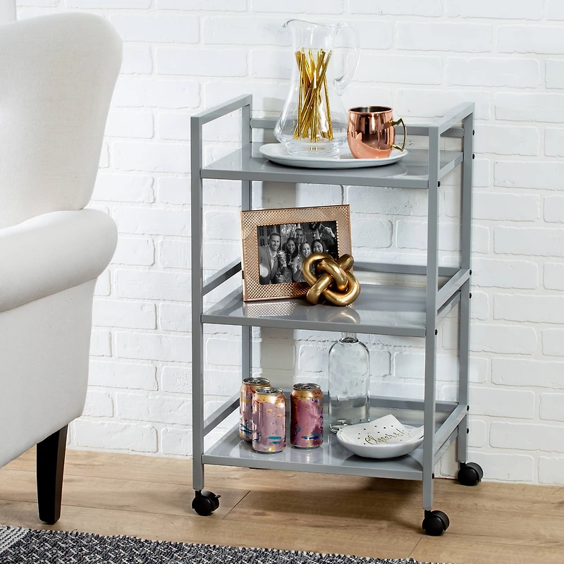 Honey Can Do Gray Metal Rolling Cart