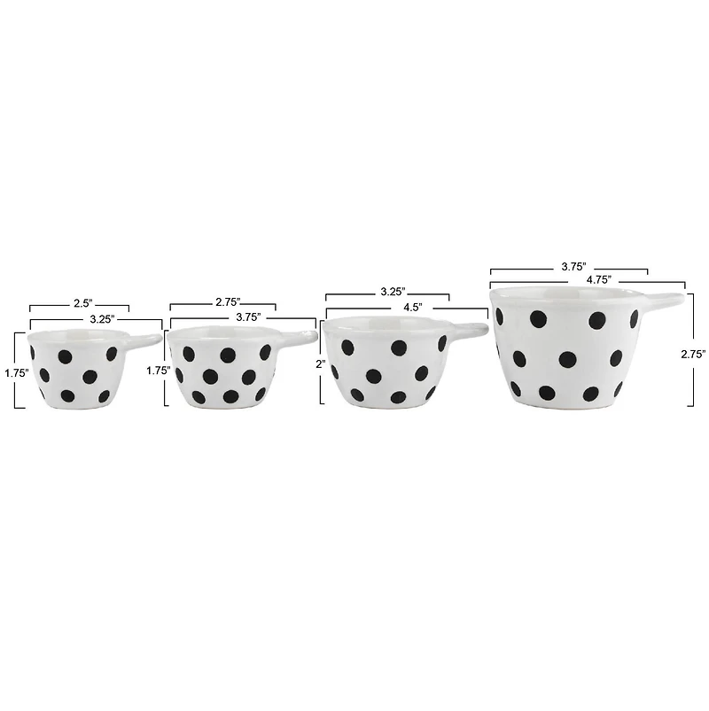 Hello Honey® Black & White Polka Dot Ceramic Measuring Cup Set
