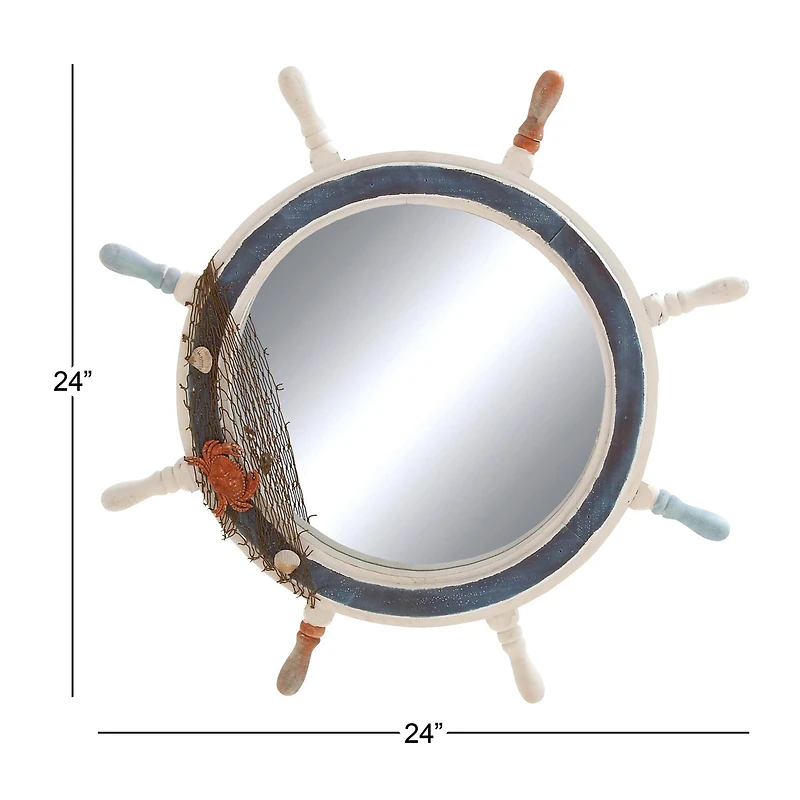 25'' White Coastal Wood Wall Mirror