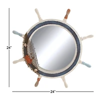 25'' White Coastal Wood Wall Mirror