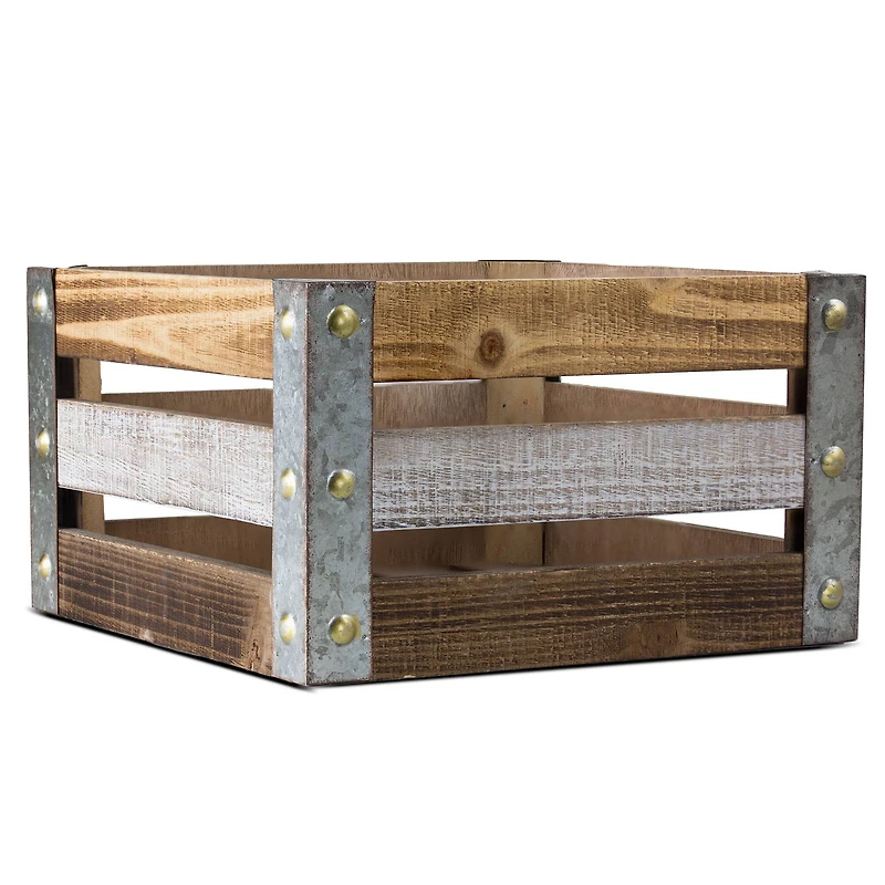 13" Rustic Wood Storage Crate
